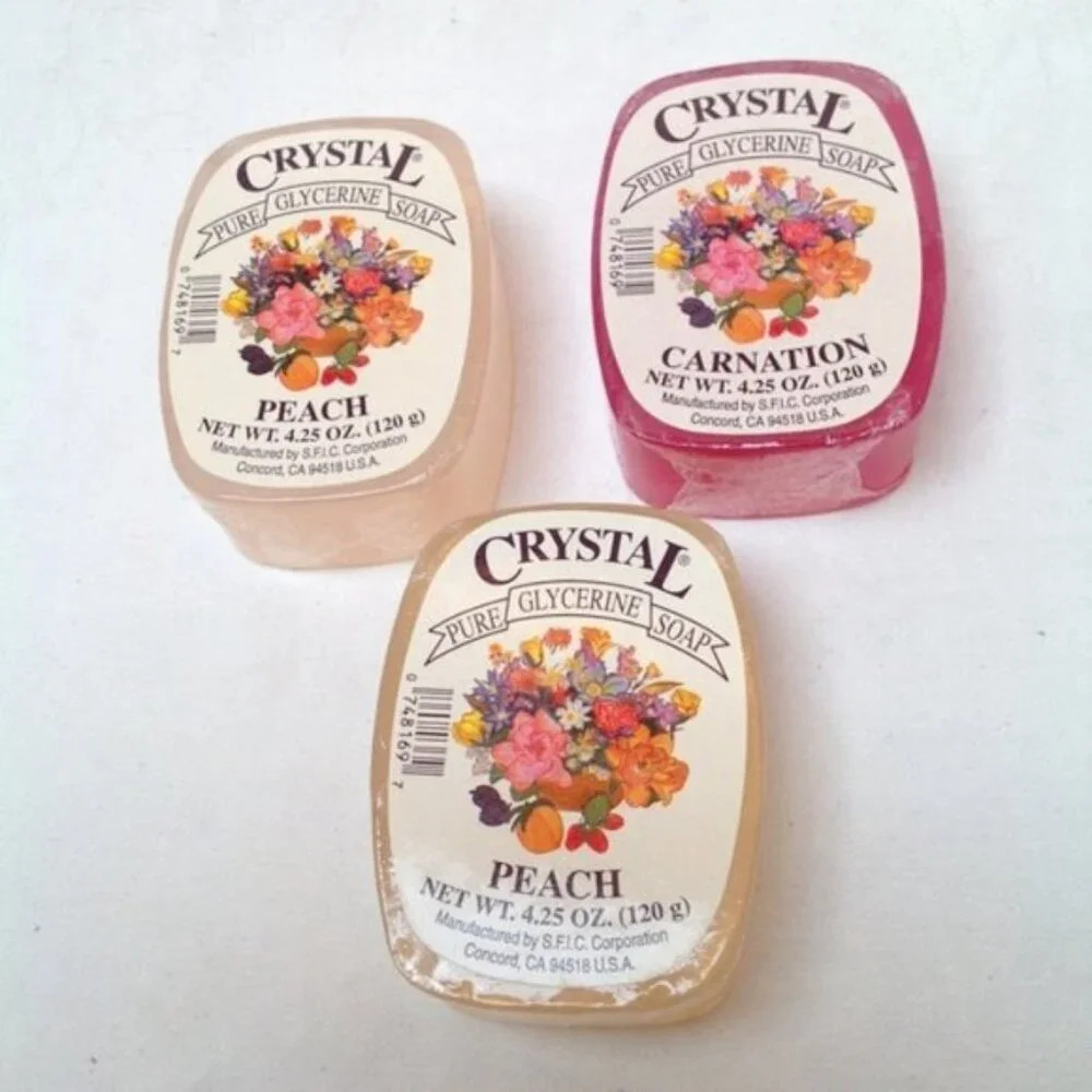 Crystal Glycerine Soap Carnations Peach Set of 3 Travel Size 4.5 oz Vacation